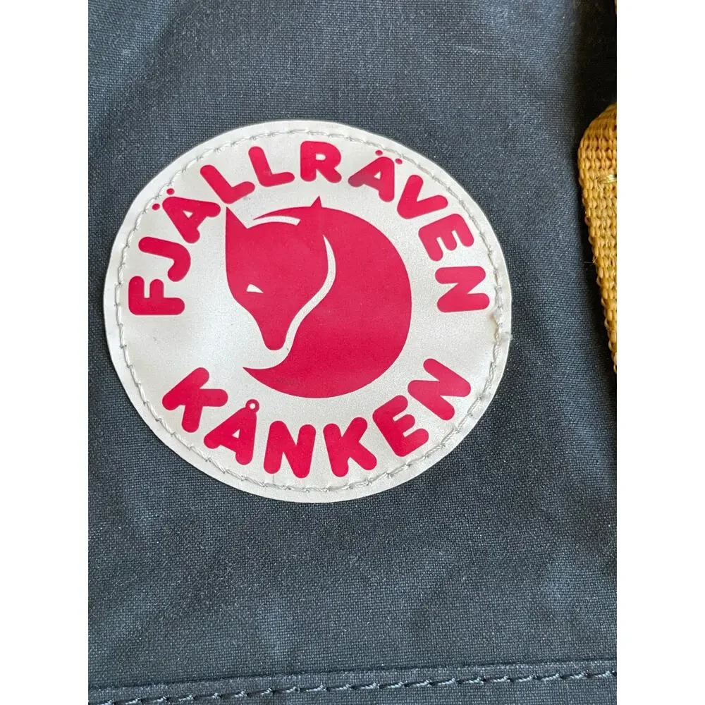 Fjallraven Kanken Classic 23510 Backpack Gray Mustard 16L Travel School Bag